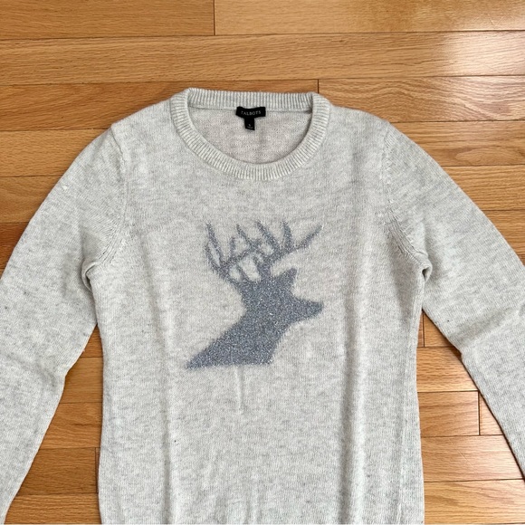 Talbots Gray Crewneck Sweater Lambswool Alpaca, silver reindeer size Sma… - Picture 3 of 9